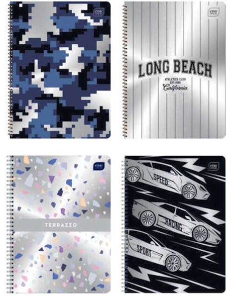 INTERDRUK SPIRAL NOTEBOOK METALLIC 21x29/2sub 120sh